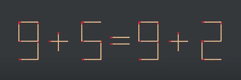 Thử tài IQ: Di chuyển một que diêm để 9+5=9+2 thành phép tính đúng - Ảnh 1.