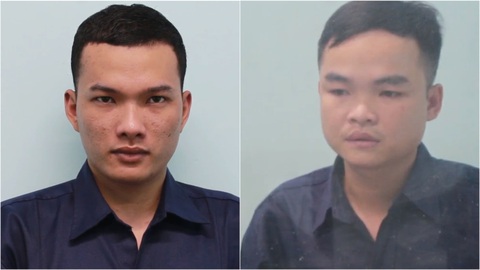 Tạm giữ 2 nghi phạm cướp giật tài sản mang theo bình xịt hơi cay - Ảnh 1. Trương Văn Hạ và Lê Trọng Nghĩa tại cơ quan công an - Ảnh: Công an cung cấp