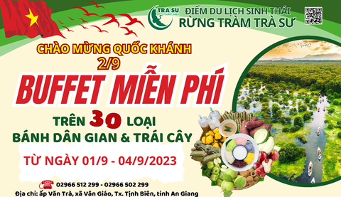Tiệc Buffett tại Khu du lịch sinh thái ‘Rừng tràm Trà Sư’ mừng Lễ Quốc Khánh - Ảnh 1. Tưng bừng đại tiệc Bufftet - Ảnh: Công ty cung cấp