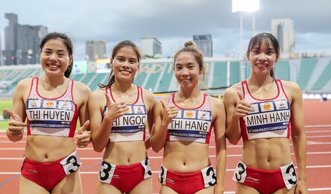 Thể thao Việt Nam: Chuẩn bị ra sao cho ASIAD 19? - Ảnh 1. Tổ tiếp sức 4x400m nữ (từ trái qua) - Nguyễn Thị Huyền, Nguyễn Thị Ngọc, Nguyễn Thị Hằng, Hoàng Thị Minh Hạnh - được kỳ vọng đoạt huy chương ở Asiad 19 - Ảnh: Asian Athletics Championship