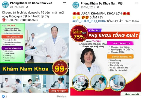 Phòng khám Nam Việt và '5 lần 7 lượt' bị tước giấy phép nhưng vẫn vi phạm - Ảnh 2. Phòng khám này quảng cáo rầm rộ, đặc biệt giới thiệu có các bác sĩ tư vấn về nam khoa đến từ Bệnh viện Bình Dân và sản khoa đến từ Bệnh viện Hùng Vương - Ảnh: HOÀNG LỘC chụp lại