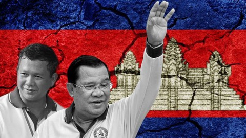 Ông Hun Sen: Tôi sẽ trở lại làm thủ tướng nếu Hun Manet gặp nguy hiểm tính mạng - Ảnh 1. Ông Hun Sen (bên phải) sẽ chuyển giao quyền lực cho con trai Hun Manet trong tháng 8-2023 - Ảnh: REUTERS