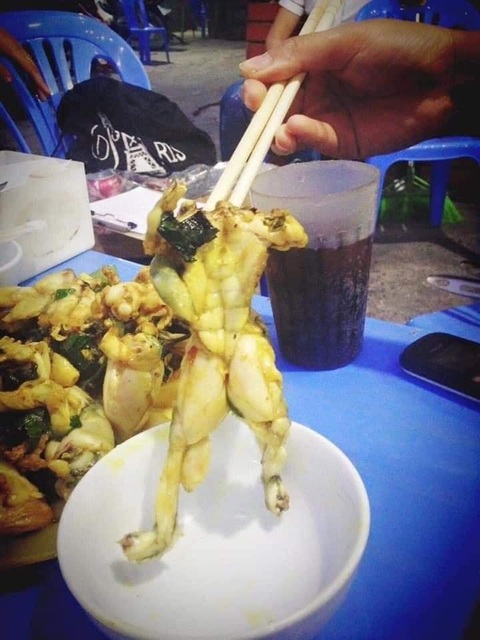 Ảnh vui 3-8: Đánh giá nhà hàng 1 sao vì phát hiện nhân viên có bồ - Ảnh 2. Nghĩ con ếch nó còn đô hơn mình nữa! Tức! Ăn luôn!