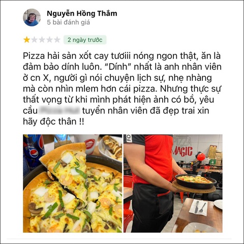 Ảnh vui 3-8: Đánh giá nhà hàng 1 sao vì phát hiện nhân viên có bồ - Ảnh 1. Đồ ăn ngon, nhân viên lịch sự nhưng 1 sao!