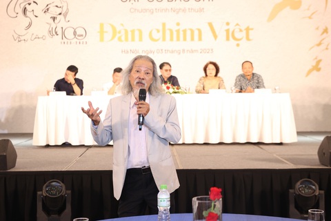 Ông Văn Thao - con trai nhạc sĩ Văn Cao chia sẻ tại buổi họp báo - Ảnh: BTC Ông Văn Thao, con trai nhạc sĩ Văn Cao, chia sẻ tại buổi họp báo - Ảnh: BTC