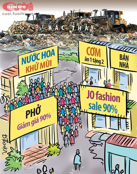 Sale off... khử mùi cho bãi rác - Ảnh 2. Sale off... khử mùi cho bãi rác - Tranh: Đức Thuận
