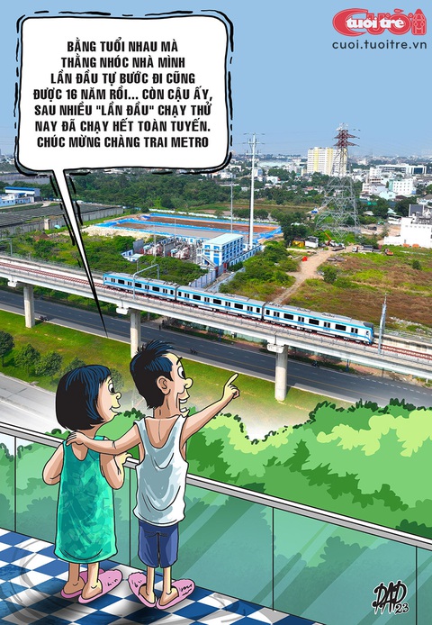 Chúc mừng chàng trai metro... chập chững chạy thử - Ảnh 1. Chúc mừng chàng trai metro... chập chững chạy thử - Tranh: DAD