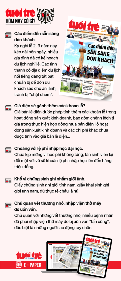 Tin tức sáng 30-8: 8 tháng, kim ngạch xuất nhập khẩu giảm hơn 62 tỉ USD; Bắt được cá sấu trên sông - Ảnh 4. Tin tức đáng chú ý trên Tuổi Trẻ nhật báo ngày 30-8. Để đọc Tuổi Trẻ báo in phiên bản E-paper, mời bạn đăng ký Tuổi Trẻ Sao TẠI ĐÂY
