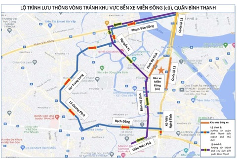 TP.HCM gợi ý lộ trình đi lại 'né' các điểm nóng kẹt xe lễ 2-9 - Ảnh 4. Người dân tránh khu vực bến xe Miền Đông cũ có thể đi lộ trình này - Nguồn: Sở GTVT TP