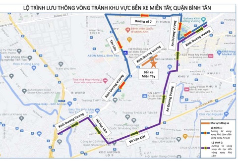 TP.HCM gợi ý lộ trình đi lại 'né' các điểm nóng kẹt xe lễ 2-9 - Ảnh 3. Người dân tránh khu vực bến xe Miền Tây có thể chọn lộ trình này - Nguồn: Sở GTVT TP