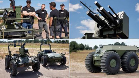 Ukraine và Nga cùng đưa 'đội quân robot' vào tham chiến - Ảnh 2. Thử nghiệm 25 robot do Ukraine sản xuất cho quân đội: Từ tháp pháo điều khiển từ xa đến robot cảm tử - Ảnh: MYKHAILO FEDOROV/X