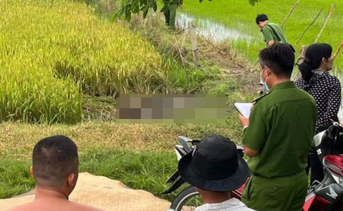 Bắt người giăng dây điện bẫy chuột ngoài đồng làm chết người - Ảnh 1. Hiện trường người chết do trúng dây điện giăng bẫy chuột - Ảnh: AN LONG