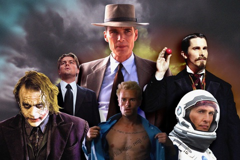 Các nhân vật trong những bộ phim nổi tiếng của Nolan như Oppenheimer, The Dark Knight, Inception, Interstellar, Memento, The Prestige - Ảnh: Vulture Các nhân vật trong những bộ phim nổi tiếng của Nolan như Oppenheimer, The Dark Knight, Inception, Interstellar, Memento, The Prestige - Ảnh: Vulture