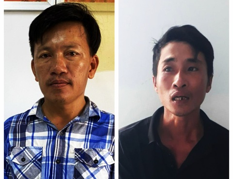 Năm người đột nhập tiệm vàng trộm khoảng 10 tỉ đồng - Ảnh 1. Hai nghi phạm trong vụ trộm tiệm vàng bị công an tạm giữ: Linh (bên trái) và Giới - Ảnh: Công an cung cấp