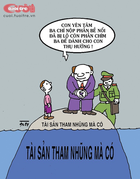 'Hy sinh đời bố' theo nguyên lý tảng băng trôi - Ảnh 1. Hy sinh đời bố theo nguyên lý tảng băng trôi - Biếm họa của Tín Nhượng