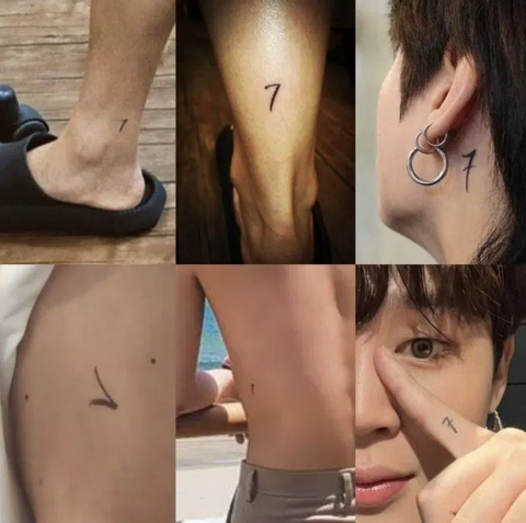 Suga 'gây' hỗn loạn trên tàu điện ngầm vì 1 hành động khó tin - Ảnh 3. Các Army mất kiểm soát chỉ vì Suga là người cuối cùng khoe hình xăm số 7, trong khi các thành viên khác của BTS đã khoe chúng