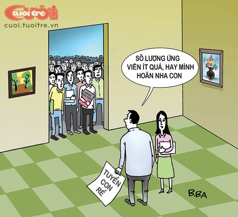 Các ông 'bố vợ' đối phó tình trạng thừa nam thiếu nữ - Ảnh 2. Bố vợ tương lai đối phó tình trạng thừa nam thiếu nữ - Tranh biếm họa của B.Ba