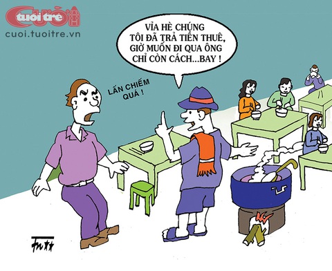 Bay trên vỉa hè - Ảnh 1. Bay trên vỉa hè - Tranh: Tín Nhượng