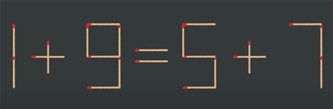 Thử tài IQ: Di chuyển một que diêm để 1+9=5+7 thành phép tính đúng - Ảnh 1.