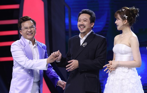 Đại Nghĩa (trái), Trấn Thành và Hari Won trong Siêu tài năng nhí - Ảnh: BTC Đại Nghĩa (bìa trái), Trấn Thành và Hari Won trong Siêu tài năng nhí - Ảnh: BTC