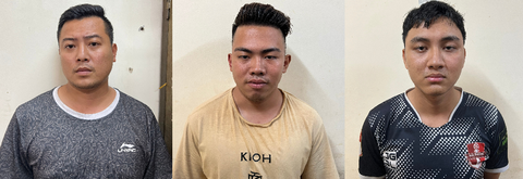 Tạm 3 nghi phạm đốt pháo sáng trên sân Hàng Đẫy khiến bé 6 tuổi bị thương - Ảnh 1. Các nghi phạm Lê Văn Tùng, Nguyễn Trung Hiếu và Đỗ Minh Sáng (từ trái qua phải) - Ảnh: Công an cung cấp