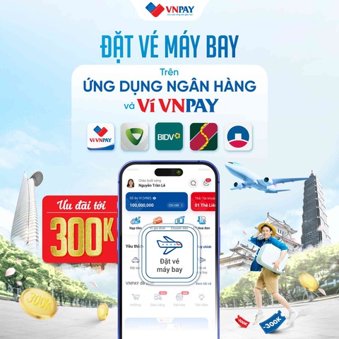 Tiết kiệm tới 300.000 đồng khi đặt vé máy bay qua ứng dụng ngân hàng và ví VNPAY - Ảnh 2. Chương trình khuyến mại đặt vé máy bay trên ứng dụng ngân hàng và ví VNPAY diễn ra từ nay đến 30-9.