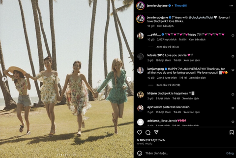 BlackPink đăng ảnh chụp tại Hà Nội chúc mừng 7 năm ra mắt - Ảnh 4. Trong khi đó, Jennie đăng lại những kỷ niệm khi 4 người cùng nhau làm việc, cùng đi chơi, cùng biểu diễn - Ảnh chụp màn hình