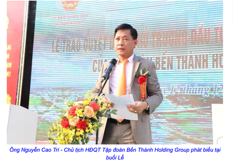 Thay đổi tại hai doanh nghiệp lớn ông Nguyễn Cao Trí làm chủ tịch - Ảnh 3. Ông Nguyễn Cao Trí trong lễ trao quyết định chủ trương đầu tư và khởi động các dự án của Tập đoàn Bến Thành Holdings Group tại huyện Hải Hà - Ảnh chụp màn hình