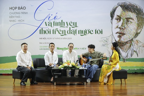 Thơ tình Lưu Quang Vũ tặng họa sĩ Nguyễn Thị Hiền - Ảnh 1. Họp báo đêm thơ nhạc Gió và tình yêu thổi trên đất nước tôi - Ảnh: BTC