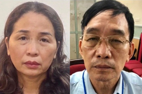 Cựu giám đốc Sở Giáo dục và Đào tạo Quảng Ninh nhận hối lộ cả vali đựng tiền rồi mua nhà, ô tô - Ảnh 1. Cựu giám đốc Sở Giáo dục và Đào tạo Vũ Liên Oanh (trái) và ông Ngô Vui bị truy tố tội nhận hối lộ - Ảnh: Bộ Công an