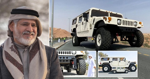 Khám phá Hummer lớn nhất thế giới của tỉ phú Trung Đông: To như căn hộ, giá mỗi bánh đủ mua ô tô mới - Ảnh 10. Hummer H1 X3 là tài sản của Sheikh Hamad bin Hamdan al Nahyan (hay còn gọi là Rainbow Sheikh), thành viên Hoàng gia Abu Dhabi, sở hữu khối tài sản ròng cá nhân trị giá hơn 20 tỉ USD - Ảnh: Metro UK