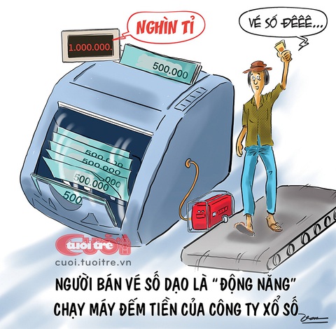 Chân dung người bán vé số dạo - Ảnh 1. Chân dung người bán vé số dạo - Tranh: Đỗ Minh Tuấn