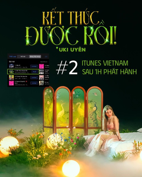 UKI Uyên: Tôi idol chị Mỹ Tâm từ nhỏ, rất muốn có cơ hội hợp tác với chị ấy - Ảnh 3. Kết thúc được rồi của UKI Uyên giữ vị trí thứ 2 iTune Việt Nam sau một giờ lên sóng là thành tích vô cùng ấn tượng với một tân binh