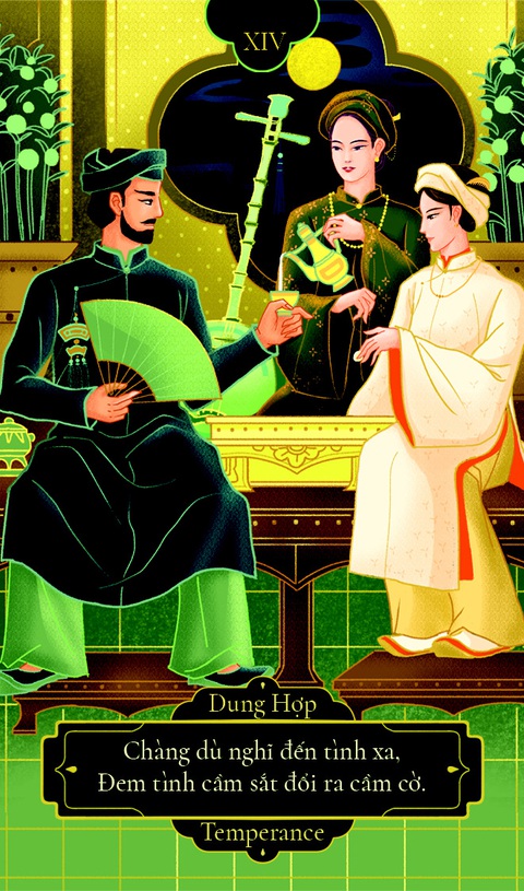 Thẻ thông điệp Truyện Kiều do các bạn trẻ thực hiện trong cuốn Truyện Kiều & Tarot - Ảnh: NVCC Thẻ thông điệp Truyện Kiều do các bạn trẻ thực hiện trong cuốn Truyện Kiều & Tarot - Ảnh: NVCC