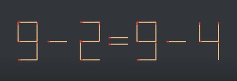 Thử tài IQ: Di chuyển một que diêm để 9-2=9-4 thành phép tính đúng - Ảnh 1.