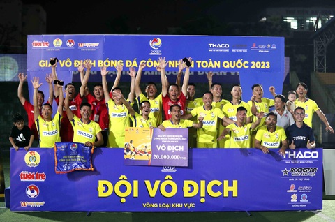 Cúp vô địch Giải bóng đá công nhân toàn quốc 2023 ở lại Hải Phòng - Ảnh 5. Nhà vô địch Hải Phòng 3 sẽ là đại diện của khu vực 1 giành quyền vào VCK Giải vô địch bóng đá công nhân toàn quốc 2023 diễn ra tháng 11 tại Bình Dương - Ảnh: NGUYÊN KHÔI
