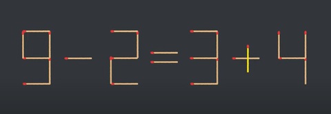 Thử tài IQ: Di chuyển một que diêm để 9-2=9-4 thành phép tính đúng - Ảnh 1.