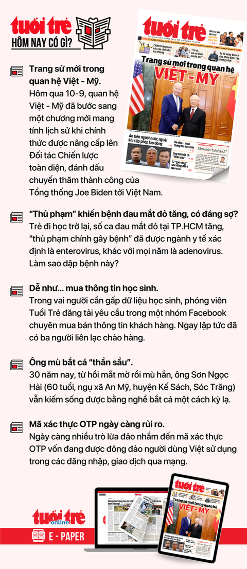 Tin tức sáng 11-9: Chưa trung thu sức mua đã chậm, phải khuyến mãi; Không được lái xe quá 4h liền - Ảnh 4. Tin tức đáng chú ý trên Tuổi Trẻ nhật báo ngày 11-9. Để đọc Tuổi Trẻ báo in phiên bản E-paper, mời bạn đăng ký Tuổi Trẻ Sao TẠI ĐÂY