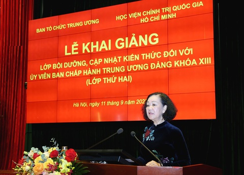 Bồi dưỡng, cập nhật kiến thức cho Ủy viên Trung ương Đảng - Ảnh 1. Thường trực Ban Bí thư Trương Thị Mai - Ảnh: Học viện Chính trị quốc gia Hồ Chí Minh