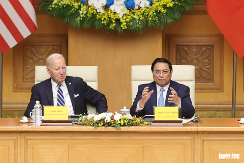 Tổng thống Mỹ Joe Biden cùng Thủ tướng Phạm Minh Chính dự Hội nghị Cấp cao Việt Nam - Mỹ về đầu tư và đổi mới sáng tạo ngày 11-9 - Ảnh: NGUYỄN KHÁNH Tổng thống Mỹ Joe Biden cùng Thủ tướng Phạm Minh Chính dự Hội nghị Cấp cao Việt Nam - Mỹ về đầu tư và đổi mới sáng tạo ngày 11-9 - Ảnh: NGUYỄN KHÁNH