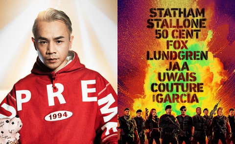 Rapper Binz và hình ảnh phim "Biệt đội dánh thuê 4" - Ảnh: ĐPCC Rapper Binz và hình ảnh phim "Biệt đội đánh thuê 4" - Ảnh: ĐPCC