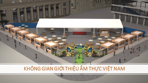 Saigontourist Group quảng bá du lịch - ẩm thực xanh - Ảnh 1. Không gian giới thiệu ẩm thực tại gian hàng triển lãm của Saigontourist Group