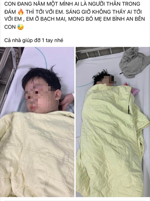 Hình ảnh đăng tải tìm người thân của trẻ - Ảnh: FB Hình ảnh đăng tải tìm người thân của trẻ - Ảnh: FB