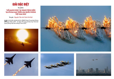 'Hổ mang chúa' Su-30MK2 trình diễn tại lễ khai mạc Triển lãm Quốc phòng Việt Nam 2022’ của tác giả Nguyễn Tiến Anh Tuấn giành giải đặc biệt “'Hổ mang chúa' Su-30MK2 trình diễn tại lễ khai mạc Triển lãm Quốc phòng Việt Nam 2022” của tác giả Nguyễn Tiến Anh Tuấn giành giải đặc biệt