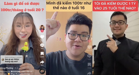 Hoang mang khi người trẻ khoe kiếm tiền tỉ - Ảnh 1. Các clip chia sẻ cách kiếm tiền trăm triệu, tiền tỉ ở tuổi đôi mươi - Ảnh chụp màn hình
