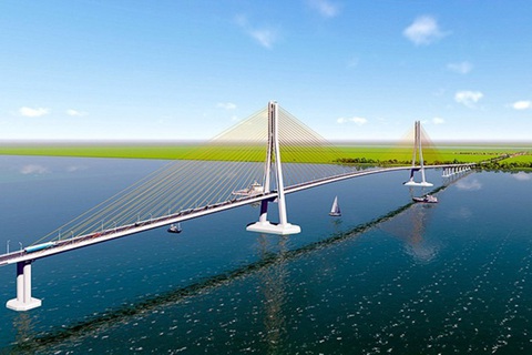 Ngày 20-10, khởi công cầu Đại Ngãi - Ảnh 1. Phối cảnh cầu Đại Ngãi nối hai tỉnh Trà Vinh và Sóc Trăng - Ảnh: KHẮC TÂM