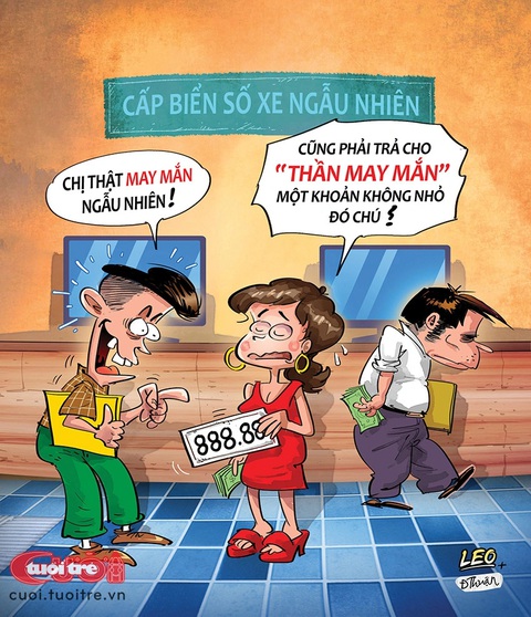 'Mỏ vàng' biển số đẹp tiền tỉ trước khi được khai thác đúng cách - Ảnh 2. Biển số đẹp do... may mắn ngẫu nhiên - Tranh: LEO+Đức Thuận