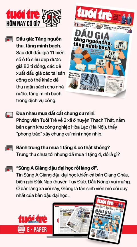 Tin tức sáng 17-9: Thu phí lòng đường, hè phố từ 2024; Sẽ chế tài nghệ sĩ quảng cáo sai - Ảnh 4. Tin tức đáng chú ý trên Tuổi Trẻ nhật báo ngày 17-9. Để đọc Tuổi Trẻ báo in phiên bản E-paper, mời bạn đăng ký Tuổi Trẻ Sao TẠI ĐÂY