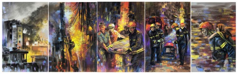 Bộ tranh của họa sĩ Lê Sa Long - Ảnh: Họa sĩ Lê Sa Long cung cấp Bộ tranh nhiều cảm xúc về vụ cháy chung cư mini ở Hà Nội của họa sĩ Lê Sa Long - Ảnh: Họa sĩ Lê Sa Long cung cấp
