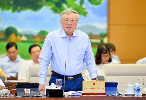 Tranh luận đổi tên tòa án tỉnh, huyện, Chánh án Nguyễn Hòa Bình: Nghĩ mãi không ra tên khác - Ảnh 1. Chánh án Tòa án nhân dân tối cao Nguyễn Hòa Bình - Ảnh: GIA HÂN